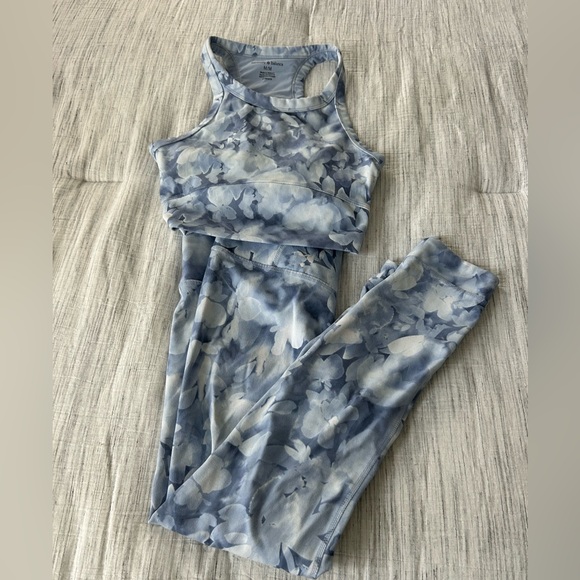 Sky Blue Floral Sports Bra. Only Worn Once - Picture 3 of 6